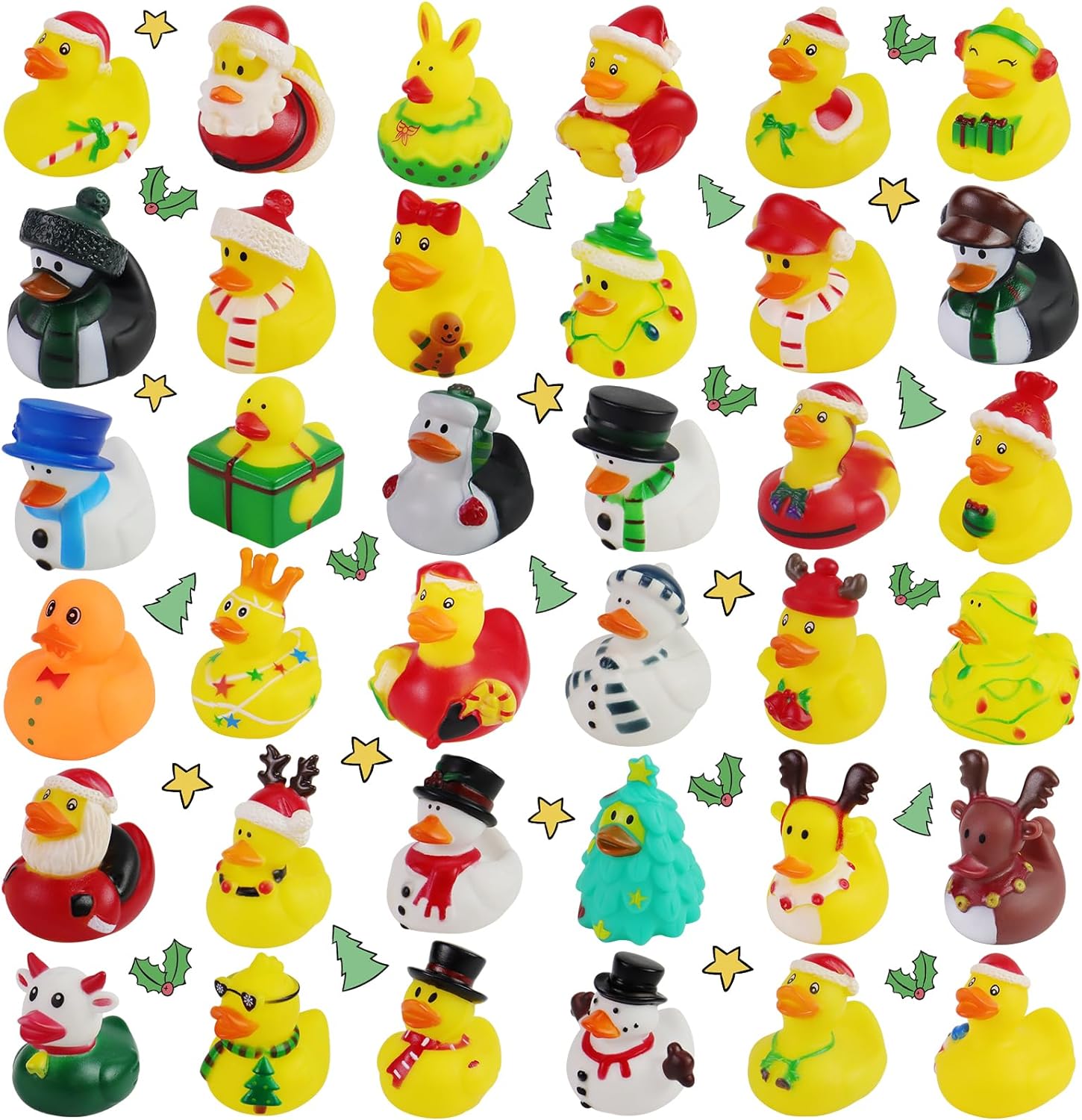 Rubber Duck Bath - Mainan karet bebek Natal, 2/6/12 buah