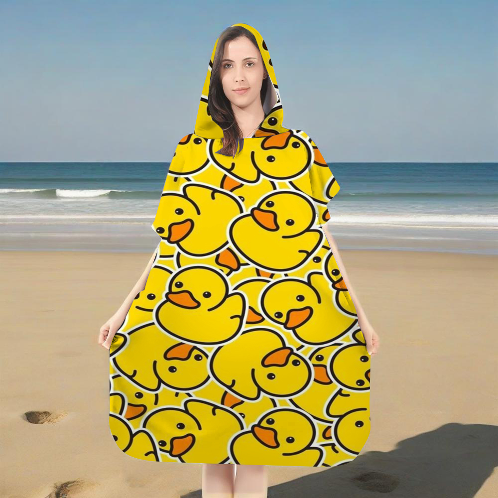 Rubber Duck Bath - Handuk Pantai Berkerudung Motif Bebek Karet